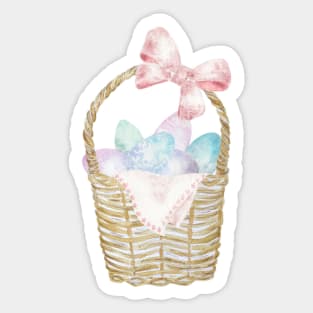 Easter Basket with Pastel Eggs Sticker